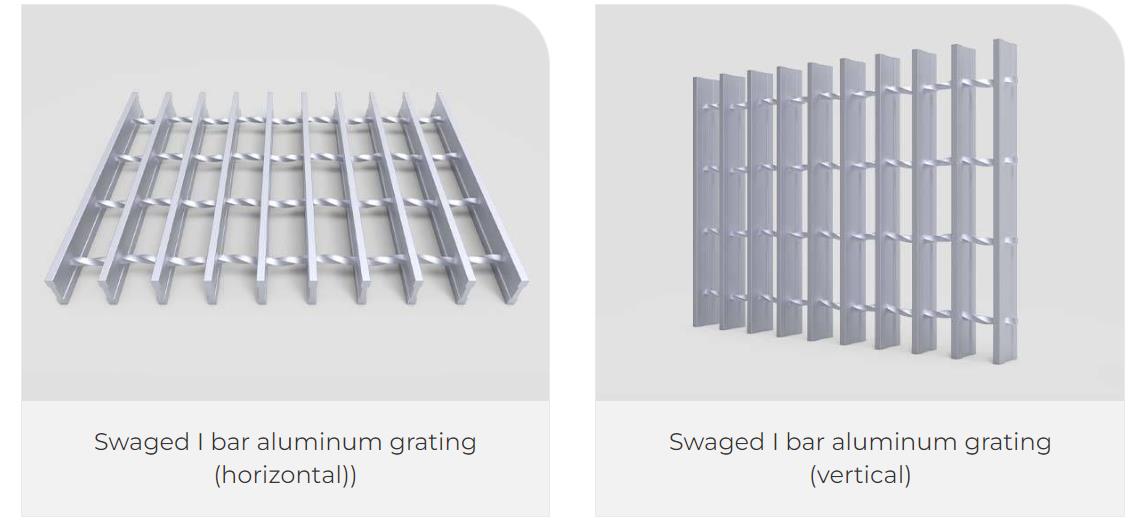 Swage I bar aluminum Grating